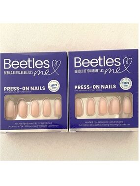 Beetles Press-On Nails 28 PCs Oval Shaped Gradient Color with Glue - 2 PACK